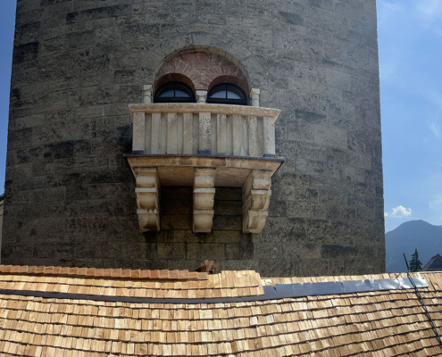 Der fertig restaurierte Schloßbalkon